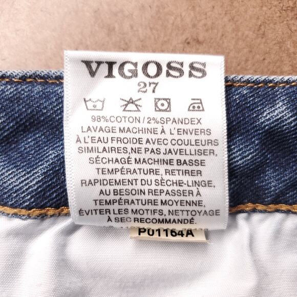 Vigoss Frankie Slim Straight Jeans Womens 27 Blue Dark Wash Stretch Classic Fit - Picture 12 of 12